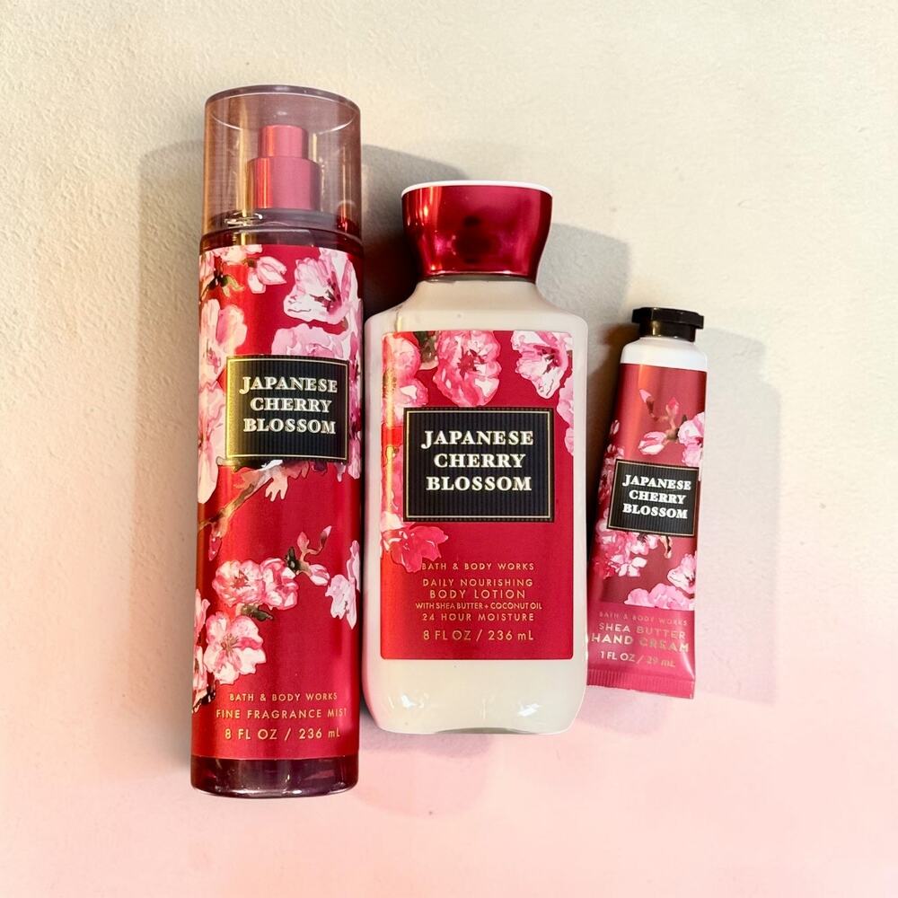 Bath & Body Works NEW Japanese Cherry Blossoms Lotion Mist & Hand Cream with Bag